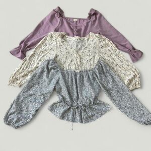 Altar’d State + American Eagle Long Sleeve Blouse Three Piece Bundle